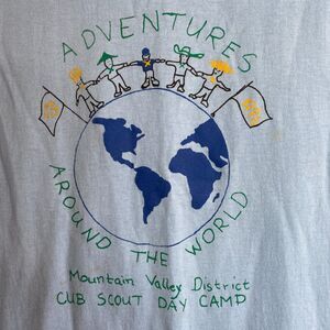 VTG '94 Single Stitch Graphic Tee Cub Scout Adventures Around the World Adult L
